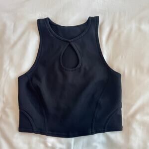 Lululemon Black Seamless Open Back Keyhole Crop Tank Top Size 6